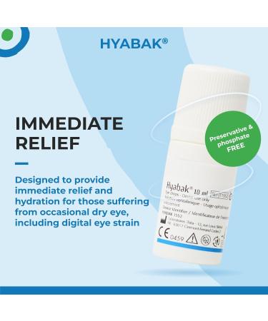 Thea Hyabak Eye Drops - Hyaluronic Acid for Dry Eyes Contact Lens Moisturizing Lubricant Occasional Dry Eye Digital Device Use Ideal for Extended Screen Use - 10 ml (300 Drops) 10 ml (Pack of 1) - Buy Online on GoSupps.com