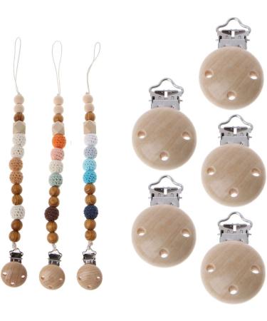 VAILANG 5pcs Metal Wooden Baby Pacifier Clips - Premium Infant Soother Clasps & Holders - Stylish & Safe Accessories for Newborns - Buy Online on GoSupps.com