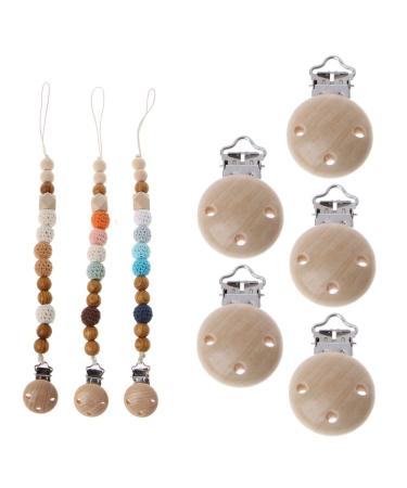 5-Pack Metal Wooden Baby Pacifier Clips - Infant Soother Clasps & Holder Accessories | International Shipping - Buy Online on GoSupps.com