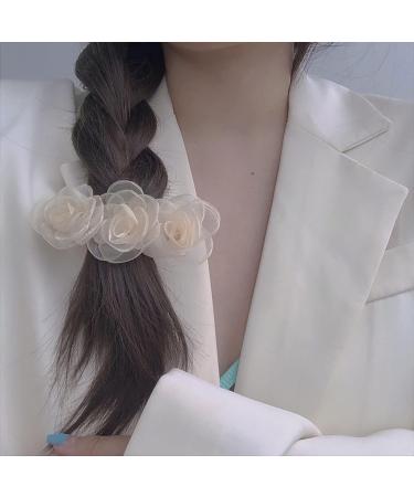 Inilbran Vintage Flower Hair Clips Rose Flower Hair Barrettes Lace Tulle Flower Hairclips Flower Wedding Hair Clips Decorative Hair Accessories for Women and Girls Headdress Champagne - Buy Online on GoSupps.com