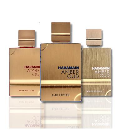 Al Haramain Amber Oud Ruby Edition Bleu Edition & White Edition EDP - 60ML (2.0 Oz). (Value Pack)