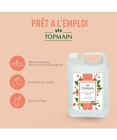 TOPMAIN - Savon main liquide - Formule nettoyante et d graissante - doux et hydratant - Parfum p che - 5L - Fabrication fran aise Unique - Buy Online on GoSupps.com