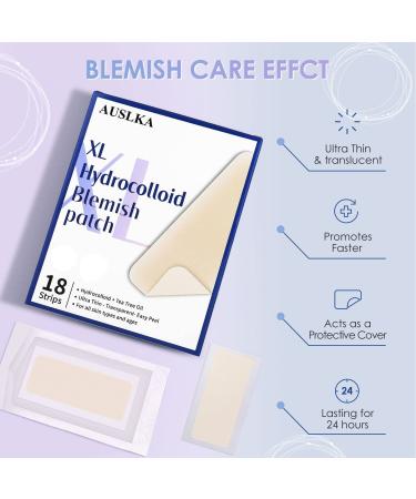 AUSLKA Acne Pimple Patch XL - 18 Hydrocolloid Strips for Large Pimples - Effective Acne Treatment (Pack of 9) - Buy Online on GoSupps.com