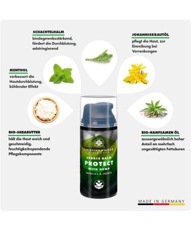 Sports Balm Protect | Hemp Oil Creme for Muscle Relaxation | Vegan Massage Balm | Hygienic Packaging | Made in Germany - Buy Online on GoSupps.com