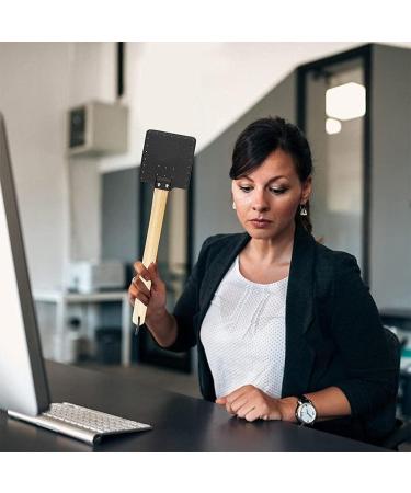 Keaiduoa Leather Fly Swatter Fly Swat Heavy Duty Insect Mosquito Wasp Pest Control Rustic Design with Long Wooden Handle Black - Buy Online on GoSupps.com