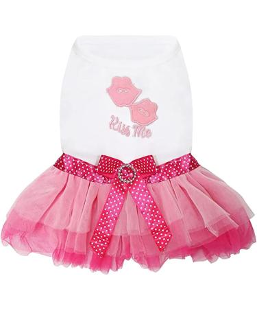 Luxury Dog Dress - Princess Tutu Skirt for Small Dogs | Evening & Wedding Outfit with Bowknot | Red Rock Lips Design - Buy Online on GoSupps.com