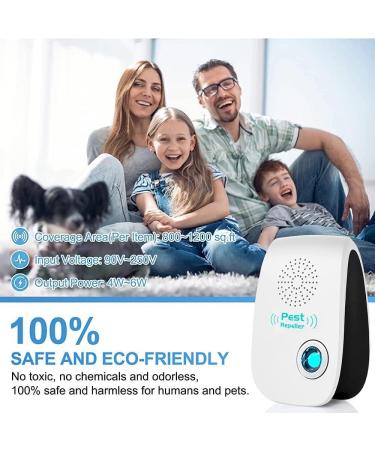 Toyukia 2023 Dual Ultrasonic Pest Repeller 8 Pack - Electronic Control for Insects, Roaches, Spiders, Mice - Indoor Mosquito Repellent for Home, Kitchen, Office, Warehouse, Garage (White) - Buy Online on GoSupps.com