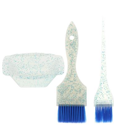 GANAZONO Kit de Coloration Capillaire 3 Pi ces Bol Bleu Pinceau M ches Poils Doux pour Salon Professionnel Usage Maison Application Pr cise