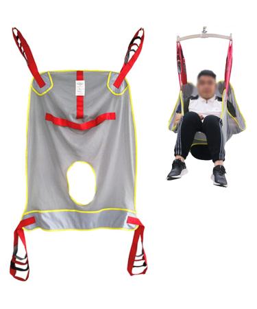 Patient Lift Sling Full Body Mesh Sling Shower Sling Toilet Sling with Commode Opening Heavy Duty Transfer Sling for Bariatric Caregiver Elderly Disabled Safety Convenient Load-230kg/507 lbs A