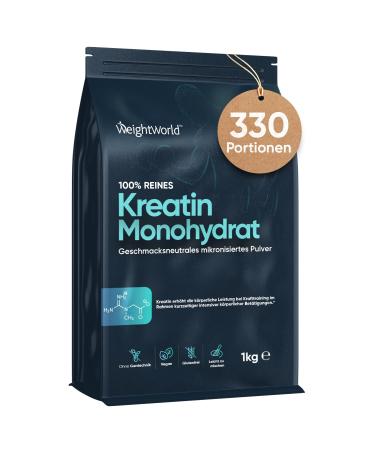 Creatin monohydrate powder 1kg - 330 portions of pure creatine monohydrate - 11 months stock - vegan micronized creatine monohydrates - for physical performance & muscle building - by Weightworld - Buy Online on GoSupps.com