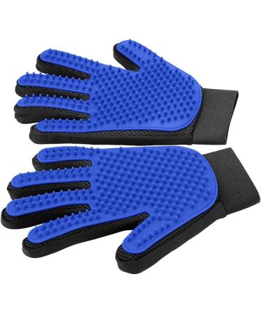 Pet Grooming Glove Cat Grooming Glove Dog Grooming Glove Grooming Mitt For Dogs Cats Deshedding Brush Glove Pet Hair Remover Pet Brush Gloves for Rabbit Horses Dogs Cats with Long/Short Fur (Blue)