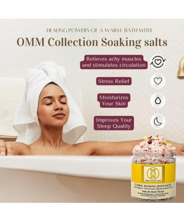 OMM Natural Floral Bath Salt with Rose & Jasmine Petals - Detox Body & Foot Soak, Relaxing Sore Muscles - Pink Himalayan & Dead Sea Salt Flakes - Buy Online on GoSupps.com