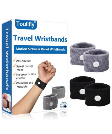 Acupressure tape acupressure bracelet for nausea anti-empty band for the wrist acupressure bracelet against nausea & seasid Hei-4 couple gray+black