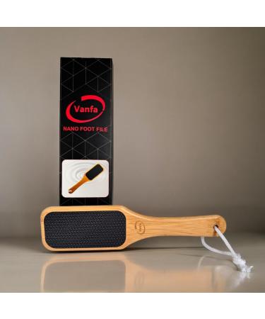 Vanfa Pedicure Pumice Stone Foot File Callus Remover (Bamboo Handle Nano Glass Foot File #79025) - Buy Online on GoSupps.com