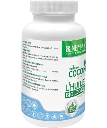 Benemax Plant Based Organic Coconut Oil. Antioxidant. 1000mg High Absorption Liquid Softgels. 120 count - Buy Online on GoSupps.com