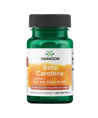 Swanson Beta-Carotene - Vitamin A Supplement Promoting Immune Health, Eye & Skin Health - Natural Wellness Formula - (250 Softgels, 3000mcg Each) 1