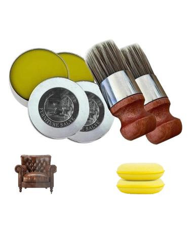 2pcs Furniture Salve 4oz Furniture Salve for Leather with Applicator Pads Furniture Salve Leather Salve with Boar Bristle Brush for Fix and Protect Your Leather Pieces