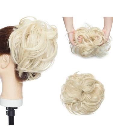 Updo Hair Extensions Ponytail Hair Part Dutt hair tie with hair smooth hair node updos hair extension for women 80g bleach blonde