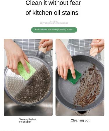 ShuWen Wood Pulp Sponge dishwashing Sponge Wipe Block Double-Sided Kitchen Cleaning Wood Pulp Cotton scouring pad Absorbent rag - Buy Online on GoSupps.com