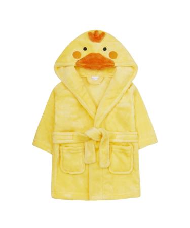 Baby Boy Girl Babies Dressing Gown Robe Plush Fleece Velvet Soft Cosy Warm Gift 0-6 Months Yellow Novelty Duck