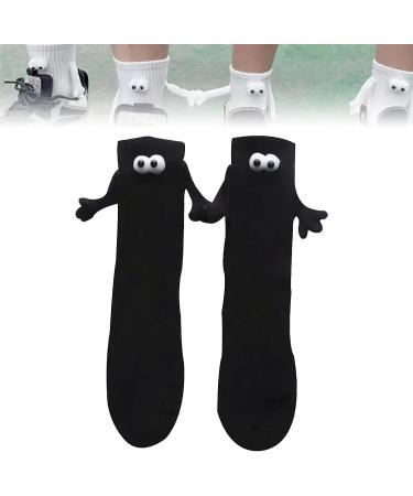 VVZZL Funny Magnetic Suction 3D Doll Couple Socks Couple Holding Hands Unisex Socks Magnetic 3D Doll Socks Novelty Socks (Color : Black Size : 3 Pairs)