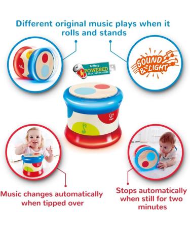 Shop Hape Baby Drum - Rolling Music Toy for Toddlers | Learn Rhythm & Sounds | Battery Operated | 6 Months+ - Buy Online on GoSupps.com