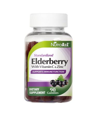NutraA2Z Elderberry Gummy 150mg - 90 Vegetarian/Vegan Gummies-with Vitamin C & Zinc-Supports Immune System Healthy Skin & Metabolism