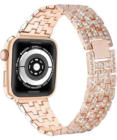 Rose Gold 40mm Apple Watch Band + Case Set with Bling Diamond Metal Strap, Diamond Case & Screen Protector for Series 8 7 6 5 4 3 2 1 SE - 3-Pack Women's Edition - Buy Online on GoSupps.com
