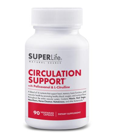 Circulation Support - with Hawthorn Berry Ginkgo Biloba Butcher's Broom Horse Chestnut L-Arginine & Ginger Root | Promotes Healthy Blood Oxygen & Nutrient Flow | Supplement - 90 Capsules