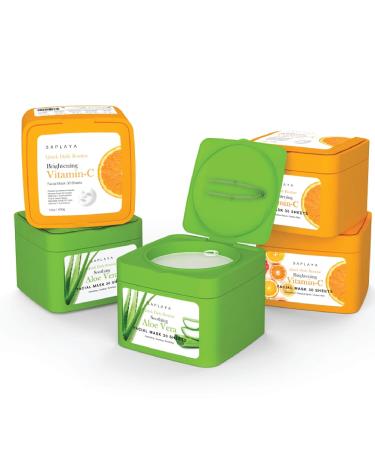30 Sheet Vitamin-C & Aloe Vera Facial Mask - Brightening & Soothing Skincare | International Shipping Available - Buy Online on GoSupps.com