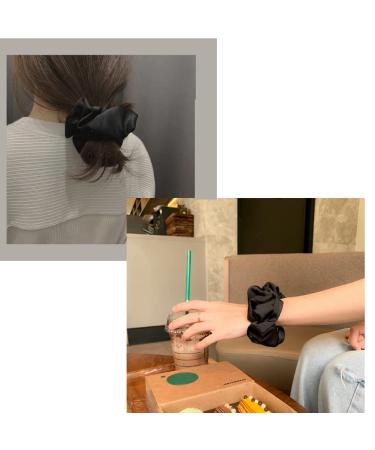 LFRNZS 6-Piece Satin Hair Scrunchies Set - Black Large Satin Hair Ties for Women and Girls - Buy Online on GoSupps.com