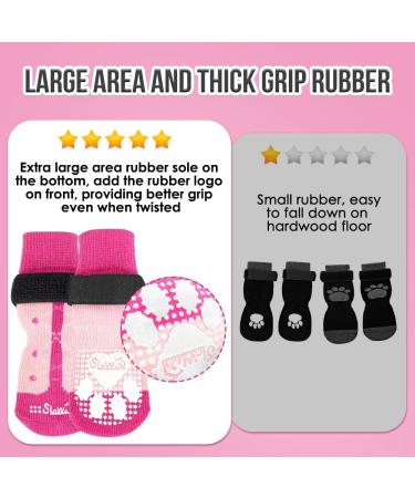 AUTOWT Anti Slip Dog Socks 3 Pairs - Indoor Hardwood Floor Dog Paw Protector Prevents Wear and Tear Pet Dog Adjustable Anti-Shedding Dog Socks for Small Medium Large Dogs(M 3 Pairs - Fuchsia) Medium 3 Pairs - Fuchsia - Buy Online on GoSupps.com