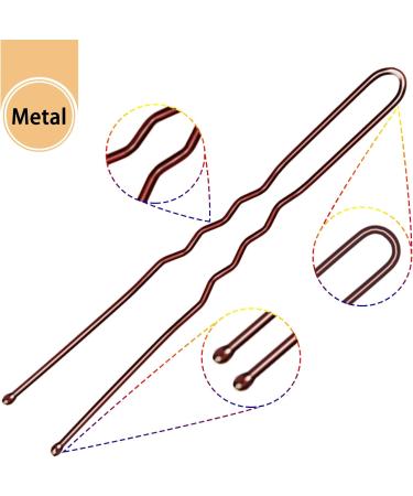 Mbsomnus 7cm U-Shaped Hair Pins for Buns - 50pcs Bobby Pins for Women & Girls | Brown Hair Grips for Thick Hair - Hair Styling Accessories for Wedding & Salon Use - Buy Online on GoSupps.com