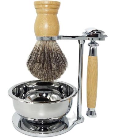 HRTC Men's Bamboo Razor Set - Fashionable Double-Sided Safety Razor & Bowl Holder - Premium Grooming Essentials - Buy Online on GoSupps.com
