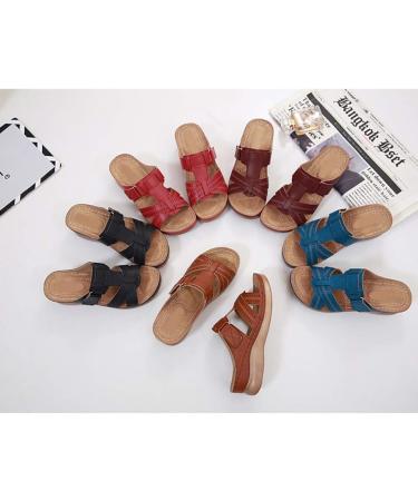 Comfortable Creev Women's Sandals - Summer Open Toe Wedge Heel in Large Sizes (EU 40-41) - Orthopedic PU Leather Plateau Footwear - Buy Online on GoSupps.com