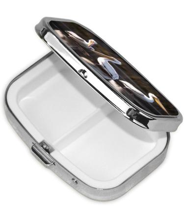 Three Pelicans 2 Compartment Small Pill Case - Cute Travel Pill Box Organizer for Purse & Pocket Gifts - Buy Online on GoSupps.com