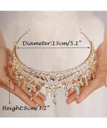 Wekicici Baroque Gold Crystal Tiara - Queen Princess Crown for Women, Ideal for Bridal, Wedding, Birthday & Halloween Party - Buy Online on GoSupps.com