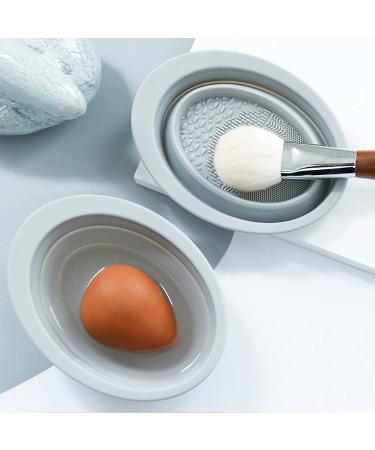 Silicone Makeup Brush Cleaning Mat - Foldable Bowl for Brushes, Sponges & Puffs (Gray) - Buy Online on GoSupps.com