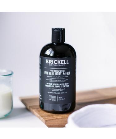 Brickell Men's Rapid Wash 3-in-1 Body Wash Gel - Natural & Organic - Fresh Mint Scent - 16oz - Buy Online on GoSupps.com