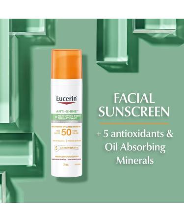 Eucerin Sun Anti-Shine Control Face Sunscreen SPF 50 | Mattifying Sunscreen with 5 Antioxidants | Won't clog pores Lightweight Fragrance Free | For Sensative or Oily Skin | 75ml Pump - Buy Online on GoSupps.com