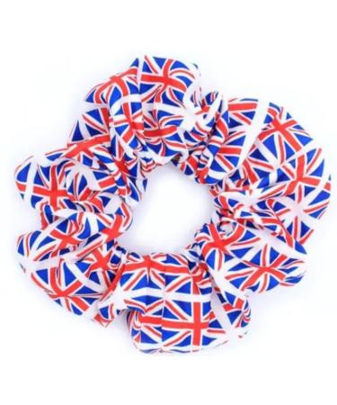 Union Jack Red White Blue 12cm Large Hair Band Scrunchie Ponytail Holder
