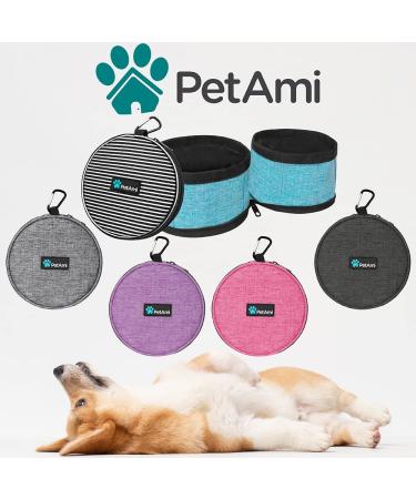 PetAmi Collapsible Dog Bowls - 2 Pack Travel Water & Food Bowls for Pets - Portable, Foldable & Lightweight - Pink - Buy Online on GoSupps.com