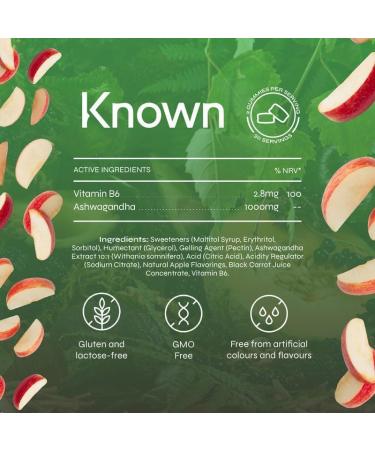 Known 1000mg Ashwagandha Gummies Sans Sucre Saveur Pomme Compl ment Gommes V gan avec Extrait de Racine & Vitamine B6 nergie Humeur & Bien- tre Cure 1 Mois Pour Hommes & Femmes - Buy Online on GoSupps.com