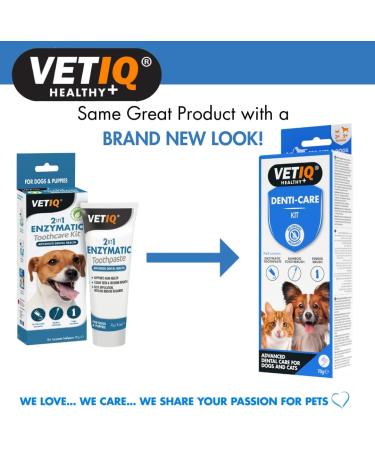 VETIQ Denti-Care Kit: Enzymatic Toothpaste for Dogs and Cats - Fight Tartar & Plaque with Bamboo Toothbrush and Finger Sleeve - Buy Online on GoSupps.com