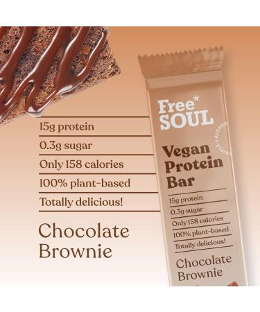 Free Soul Vegan Protein Bar - Plant Based Chocolate Bar - High Protein, Dairy Free, Low Sugar, Low Carb - Sucralose and Palm Oil Free - 12 Count, Chocolate Brownie Flavor - Buy Online on GoSupps.com