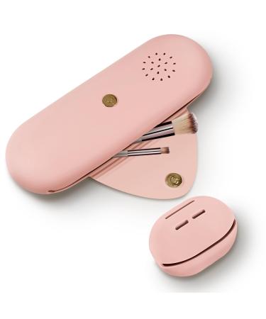 Qetlavee make -up pocket silicone 1stk make -up brush container and 1stk sponge holder Travel essentials magnetic snap design of portable cosmetic bag easy to clean for travel (pink)