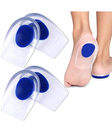 2 Pair Gel Heel Cups for Plantar Fasciitis Blue Gel Heel Pads Heel Cushion Pads Heel Inserts for Heel Pain Bone Spur & Achilles Pain (UK 4-7/EU 35-39)