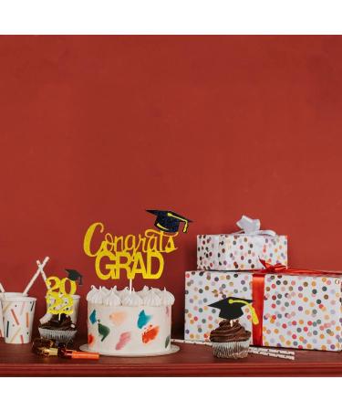 GotGala Congrats Grad Cake Topper Gold Glitter Graduation Cake Topper for 2022 Graduation Grad Party Decorations Supplies - Buy Online on GoSupps.com