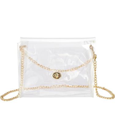 HAOGUAGUA Clear Stadium Approved Purse | See Through Bag for Concerts & Sports Events | Gold Clear Handbag for Women - Buy Online on GoSupps.com