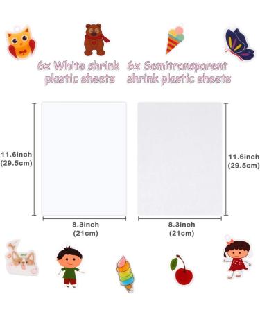Auihiay 12 Pieces Printable Shrink Plastic Sheets for Mothers Day Gifts - 6 White and 6 Semitransparent - Creative Craft for Kids - 8.3 x 11.6 inch - Buy Online on GoSupps.com